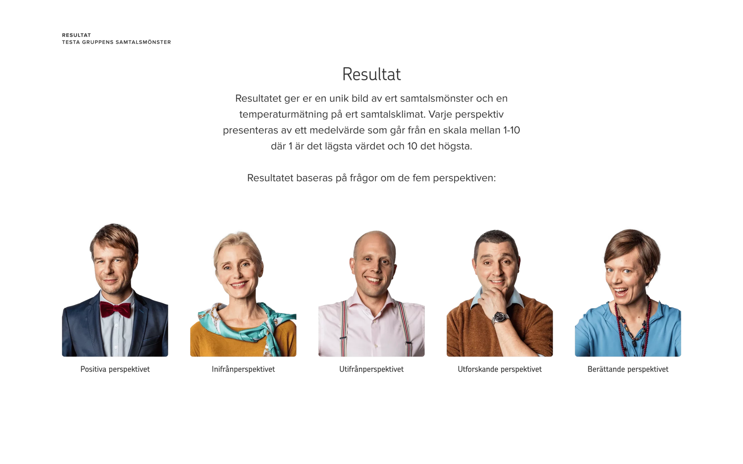Resultatet baseras på frågor om de fem perspektiven.